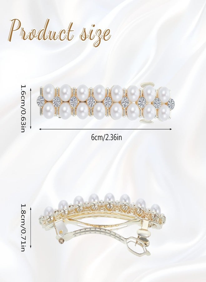 Shimmeroo 2Pcs Pearl Barrettes for Women,Elegant Pearl Hair Clips - Fancy Hair Barrettes Wedding Brides Hairs Accessory,Party Daily Use - Image 2